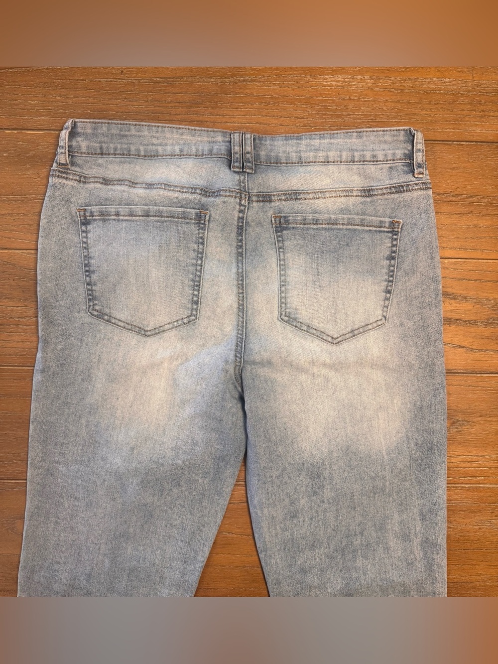 Light Blue Wide Leg Jeans with Zip Detail - Women's Flare - Picture 6 of 7
